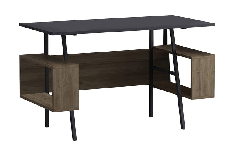 Rhederborg Skrivebord 120x73,8x120 cm med oppbevaring - Antrasitt/Brun - Hev og senkbart skrivebord - Skrivebord - Databord