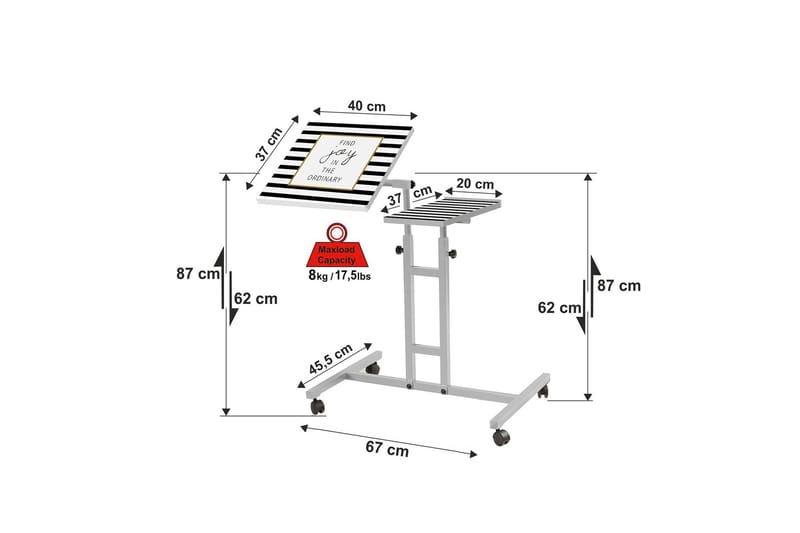 Similton Ståskrivebord 67 cm Tekst Striper - Hvit - Møbler - Bord - Kontorbord - Skrivebord - Hev og senkbart skrivebord