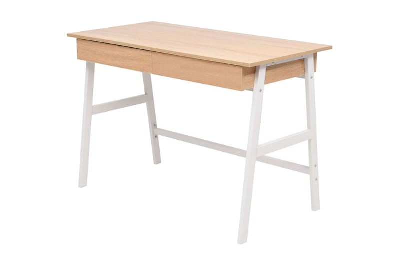 Skrivebord 110x55x75 cm eik og hvit - Møbler - Bord - Kontorbord - Skrivebord