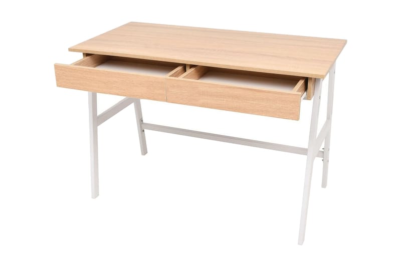 Skrivebord 110x55x75 cm eik og hvit - Skrivebord