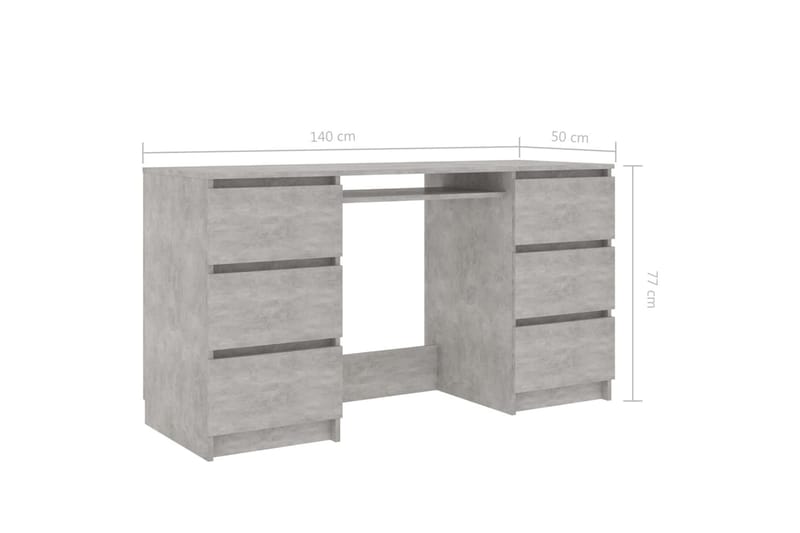 Skrivebord betonggrå 140x50x77 cm sponplate - Grå - Skrivebord