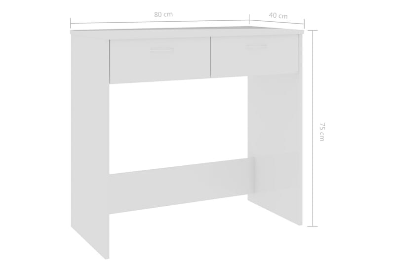 Skrivebord høyglans hvit 80x40x75 cm sponplate - Hvit - Møbler - Bord - Kontorbord - Skrivebord