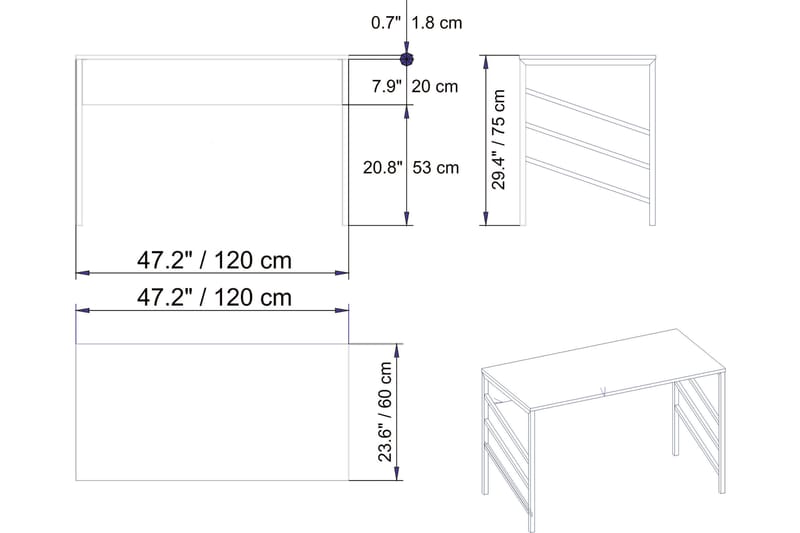 Sotinge Skrivebord 120 cm - Brun - Møbler - Bord - Kontorbord - Skrivebord