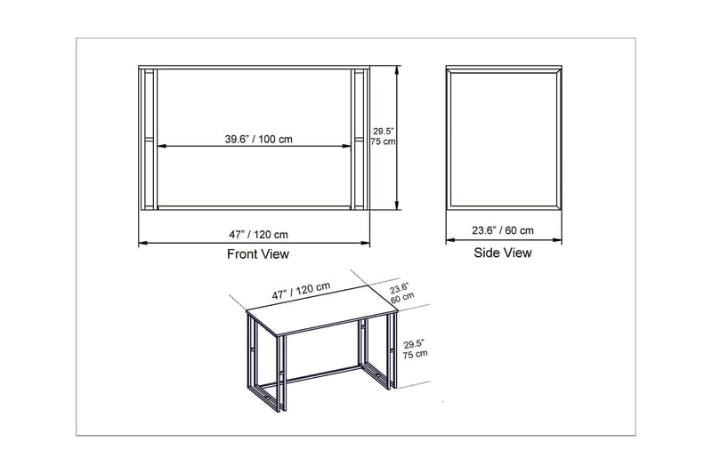 Stodene Skrivebord 120 cm Marmormønster - Hvit - Møbler - Bord - Kontorbord - Skrivebord