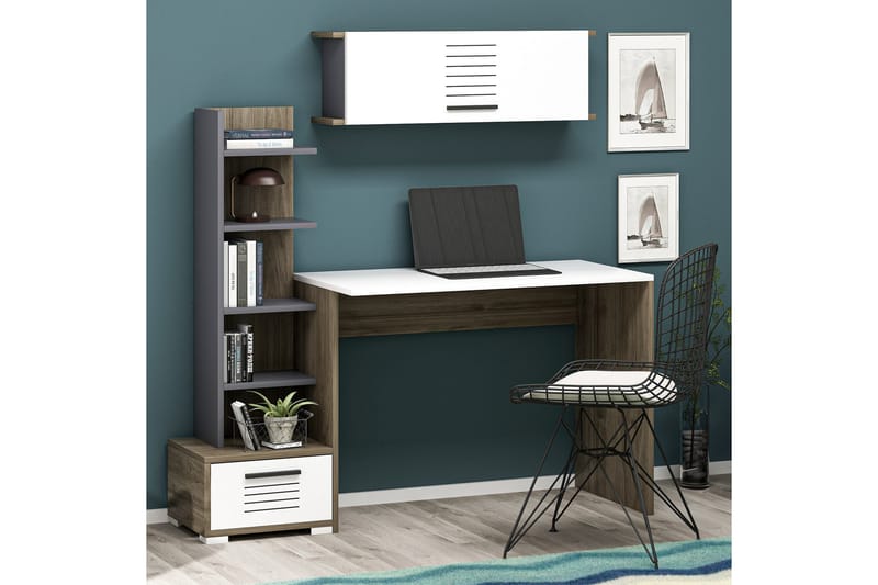 Svannikeboda Skrivebord 120x72x120 cm med oppbevaring - Brun - Hev og senkbart skrivebord - Skrivebord - Databord