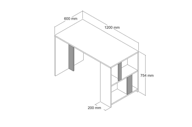 Timiza Skrivebord 120 cm med Oppbevaring Hylle - Brun/Hvit - Møbler - Bord - Kontorbord - Skrivebord