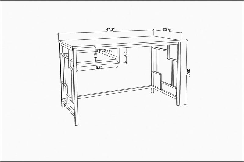 Vinresk Skrivebord 60x74,8x120 cm - Gull/Hvit - Møbler - Bord - Kontorbord - Skrivebord