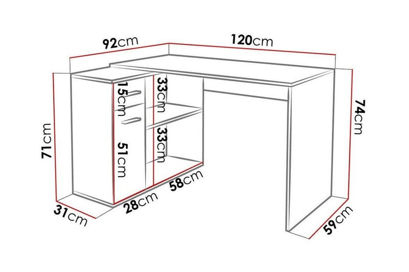 Wickston Skrivebord 120 cm - Antrasitt - Møbler - Bord - Kontorbord - Skrivebord