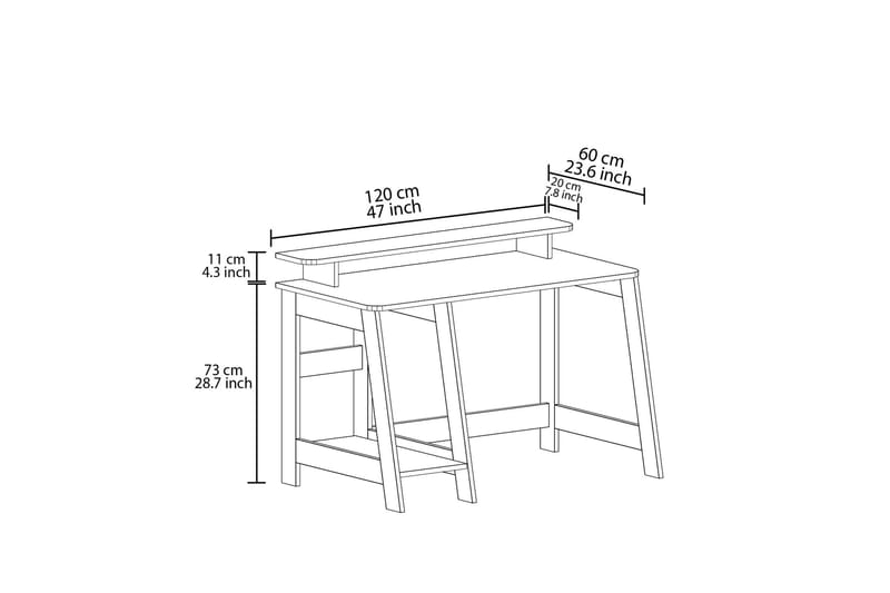 Voiture Skrivebord 60x120 cm - Eik - Møbler - Bord - Kontorbord - Skrivebord