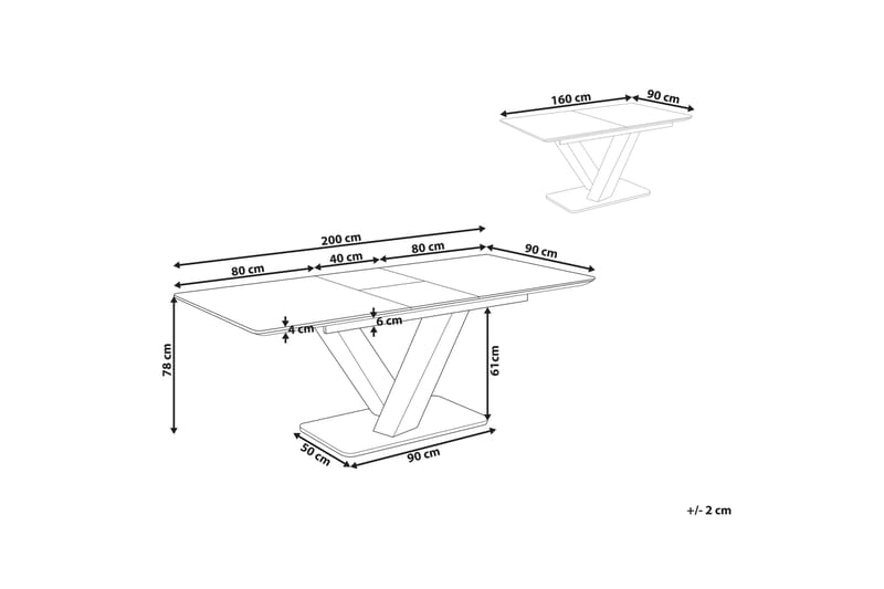 Lleida Spisebord Uttrekkbart 160-200x90 cm - Hvit - Møbler - Bord - Spisebord & kjøkkenbord