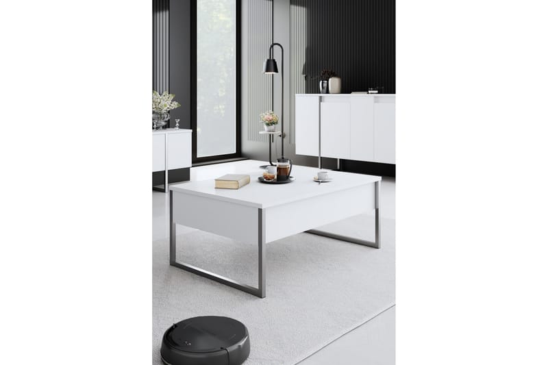 Luxe Sofabord 90 cm - Hvit/Sølv - Møbler - Bord - Sofabord