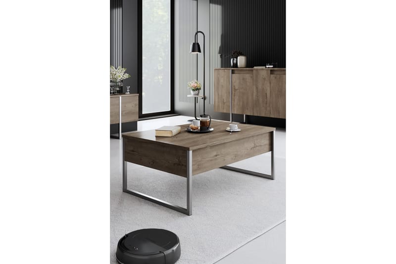 Luxe Sofabord 90 cm - Valnøtt/Sølv - Møbler - Bord - Sofabord