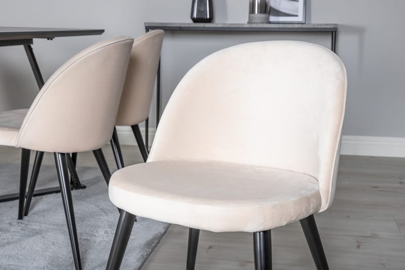 Marina Spisegruppe 180 cm Rektangulær med 6 Velvet Stoler - Beige - Møbler - Bord - Spisegrupper