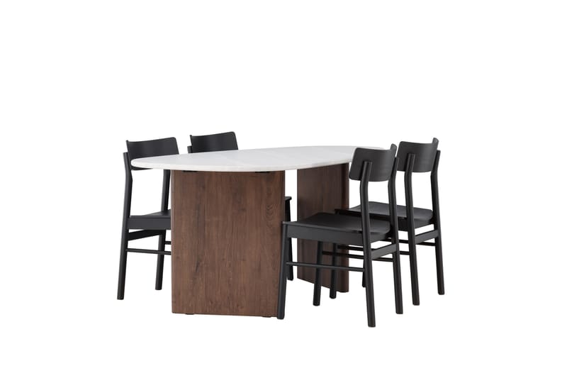 Montros Spisegruppe 180 cm Oval med 4 Montros Stoler - Mocca - Møbler - Bord - Spisegrupper