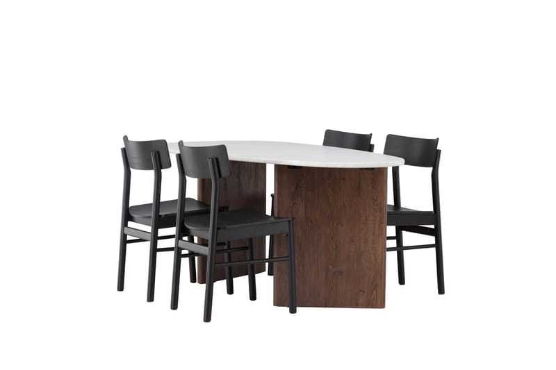 Montros Spisegruppe 180 cm Oval med 4 Montros Stoler - Mocca - Møbler - Bord - Spisegrupper