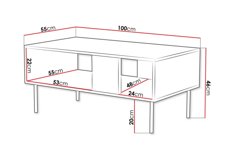 Munkedal Sofabord 100 cm - Hvit - Møbler - Bord - Sofabord