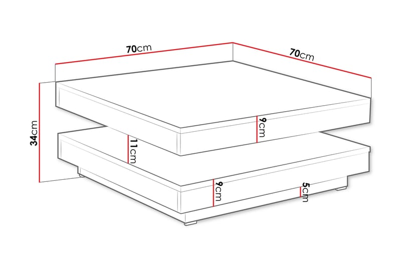 Nenani Sofabord 70 cm - Mørk grå/Beige - Møbler - Bord - Sofabord