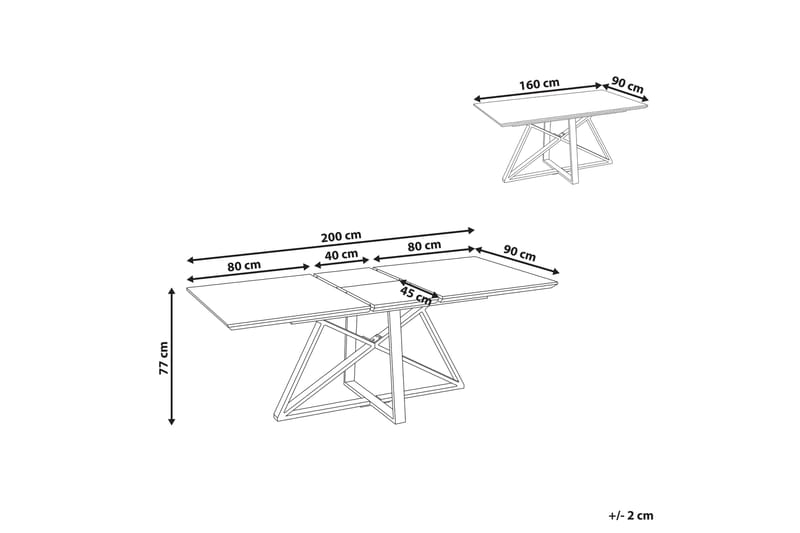 Nettuno Spisebord Uttrekkbart 160-200x90 cm - Hvitt Gull - Møbler - Bord - Spisebord & kjøkkenbord