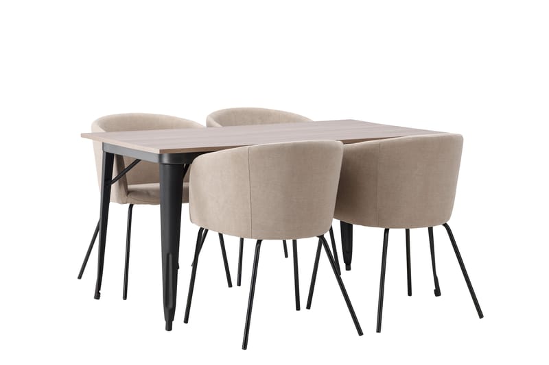 Ochovi Spisegruppe 140 cm Rektangulær med 4 Berita Stoler - Beige - Møbler - Bord - Spisegrupper