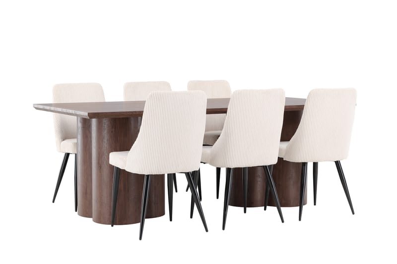 Olivia Spisegruppe 210 cm Rektangulær med 6 Leone stoler - Mocca/Beige - Møbler - Bord - Spisegrupper