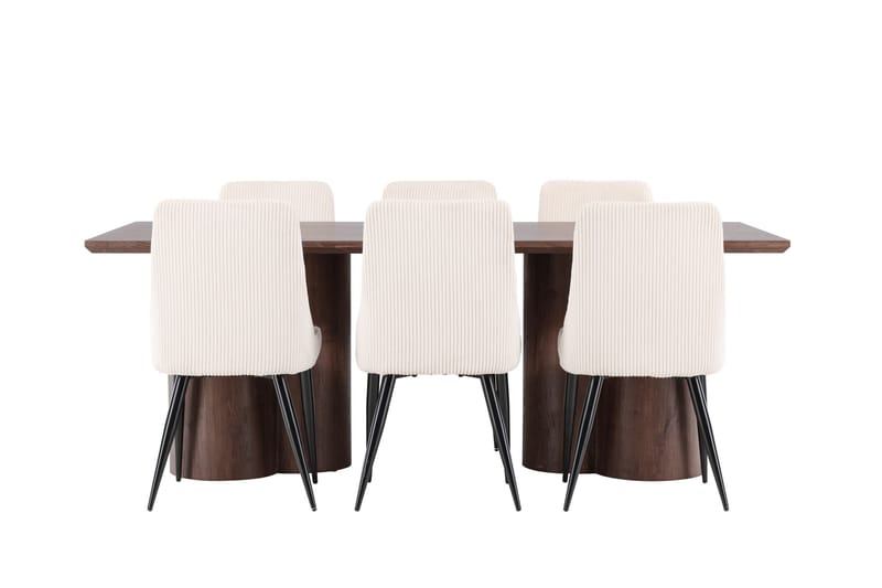 Olivia Spisegruppe 210 cm Rektangulær med 6 Leone stoler - Mocca/Beige - Møbler - Bord - Spisegrupper