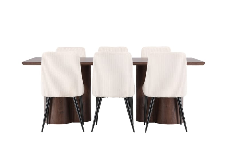 Olivia Spisegruppe 210 cm Rektangulær med 6 Leone stoler - Mocca/Beige - Møbler - Bord - Spisegrupper