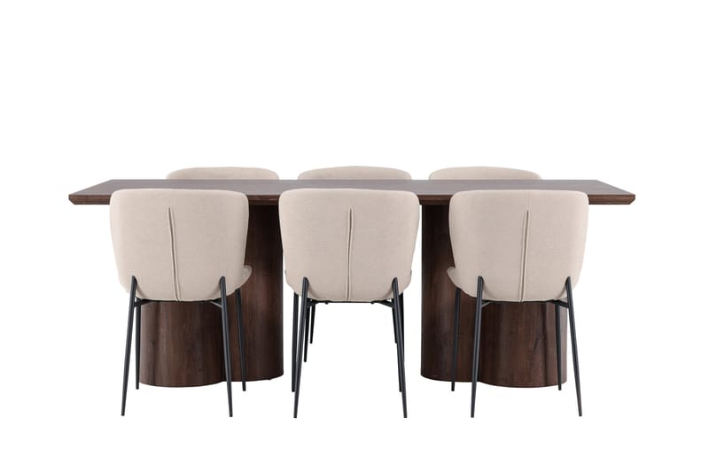 Olivia Spisegruppe 210 cm Rektangulær med 6 Modesto stoler - Mocca/Beige - Møbler - Bord - Spisegrupper