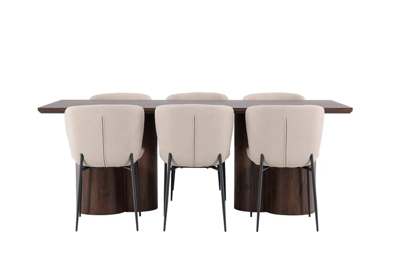 Olivia Spisegruppe 210 cm Rektangulær med 6 Modesto stoler - Mocca/Beige - Møbler - Bord - Spisegrupper