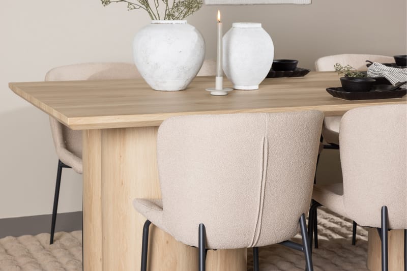 Olivia Spisegruppe 210 cm Rektangulær med 6 Modesto stoler - Whitewash/Beige - Møbler - Bord - Spisegrupper