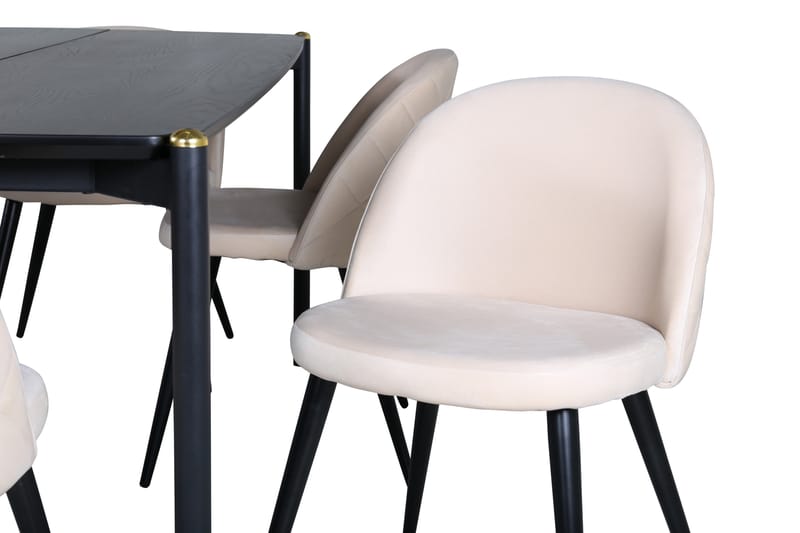 Pelle Spisegruppe 190 cm Rektangulær med 6 Velvet-stoler - Beige - Møbler - Bord - Spisegrupper