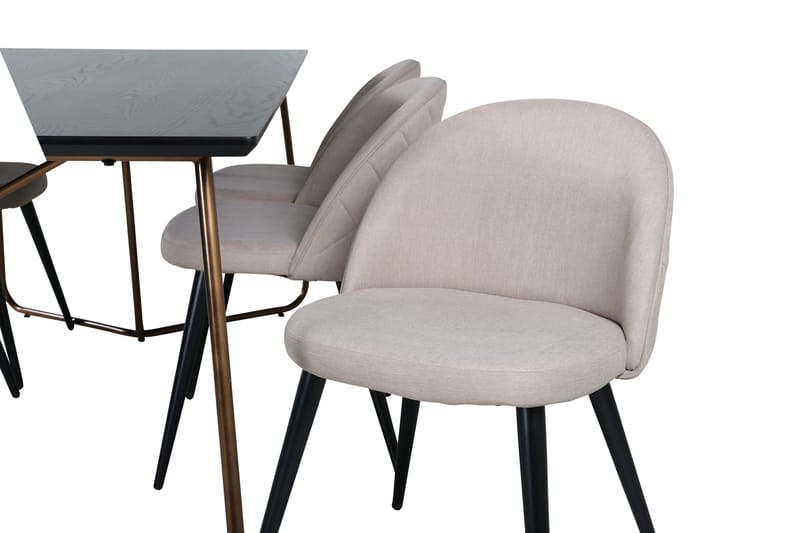 Petra Spisegruppe 190 cm Rektangulær med 6 Velvet Stoler - Beige - Møbler - Bord - Spisegrupper