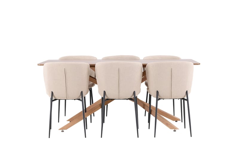 Piazza Spisegruppe 180 cm Rektangulær med 6 Modesto stoler - Mocca/Beige - Møbler - Bord - Spisegrupper