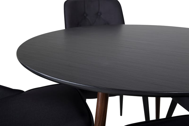 Plaza Spisegruppe 100 cm Rund med 4 Velvet Stoler - Sort - Møbler - Bord - Spisegrupper