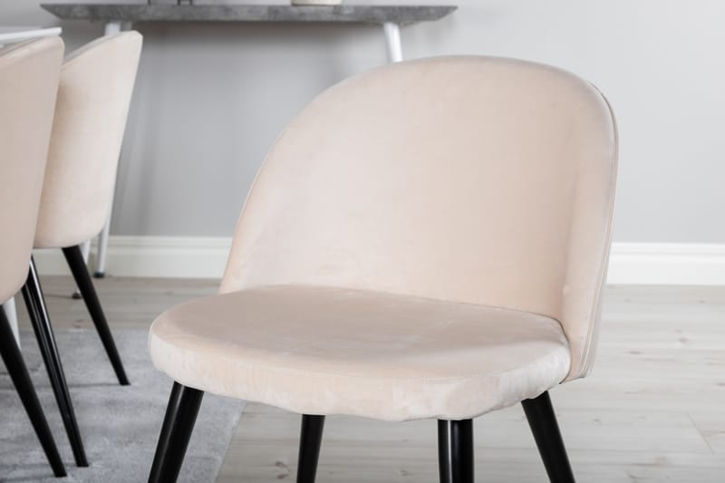 Polar Spisegruppe 180 cm Rektangulær med 6 Velvet Stoler - Beige - Møbler - Bord - Spisegrupper