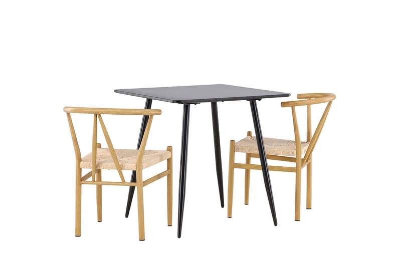 Polar Spisegruppe 75 cm Kvadratisk med 2 Alfons stoler - Svart/Beige - Møbler - Bord - Spisegrupper