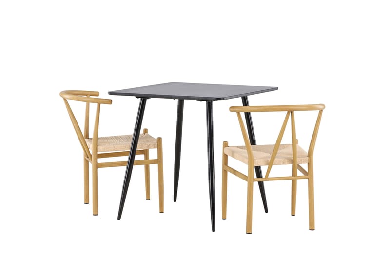 Polar Spisegruppe 75 cm Kvadratisk med 2 Alfons stoler - Svart/Beige - Møbler - Bord - Spisegrupper