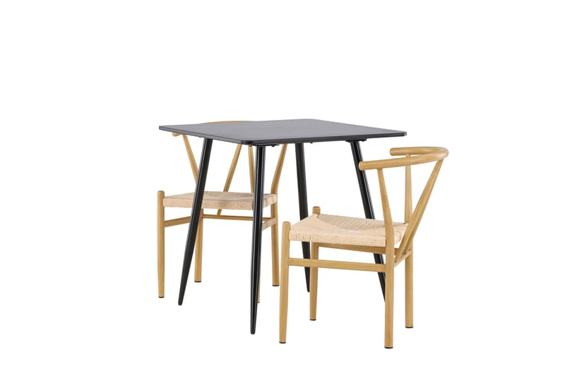 Polar Spisegruppe 75 cm Kvadratisk med 2 Alfons stoler - Svart/Beige - Møbler - Bord - Spisegrupper