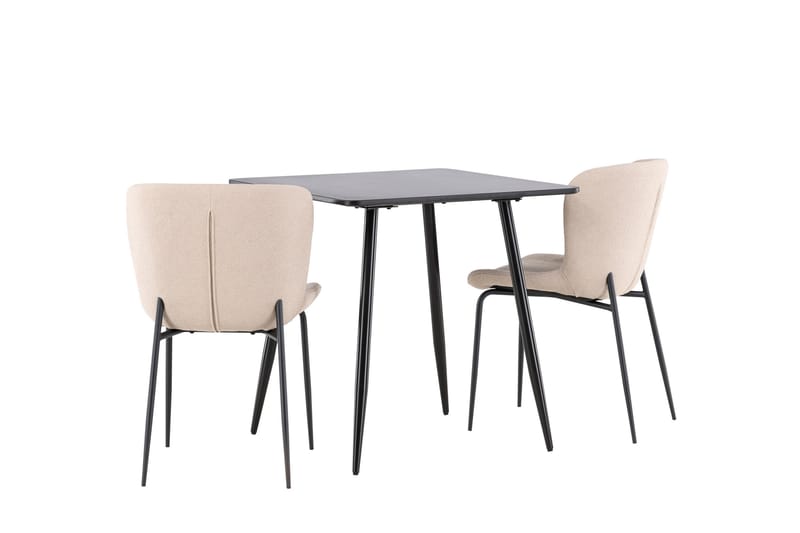 Polar Spisegruppe 75 cm Kvadratisk med 2 Modesto stoler - Sort/Beige - Møbler - Bord - Spisegrupper