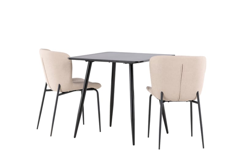 Polar Spisegruppe 75 cm Kvadratisk med 2 Modesto stoler - Sort/Beige - Møbler - Bord - Spisegrupper