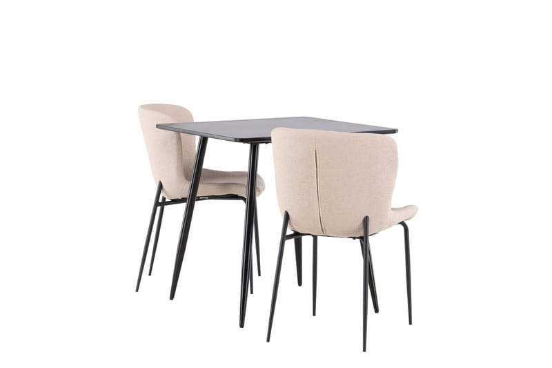 Polar Spisegruppe 75 cm Kvadratisk med 2 Modesto stoler - Sort/Beige - Møbler - Bord - Spisegrupper