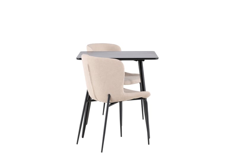 Polar Spisegruppe 75 cm Kvadratisk med 2 Modesto stoler - Sort/Beige - Møbler - Bord - Spisegrupper