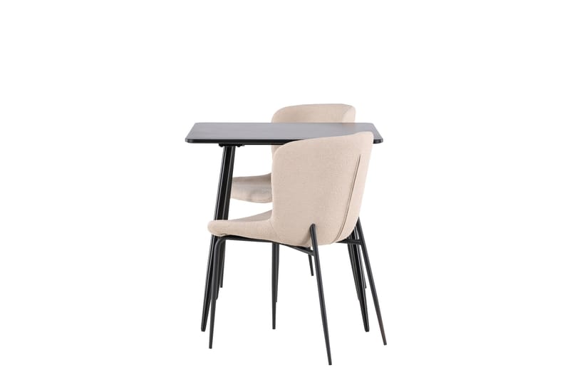 Polar Spisegruppe 75 cm Kvadratisk med 2 Modesto stoler - Sort/Beige - Møbler - Bord - Spisegrupper