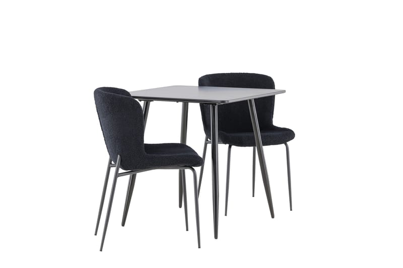 Polar Spisegruppe 75 cm Kvadratisk med 2 Modesto stoler - Sort/Sort - Møbler - Bord - Spisegrupper