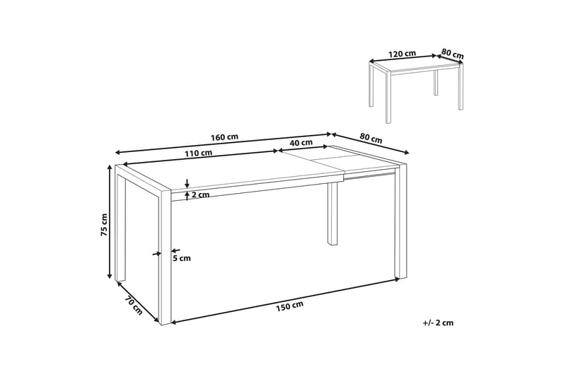 Renton Spisebord Uttrekkbart 120-160x80 cm - Svart - Møbler - Bord - Spisebord & kjøkkenbord