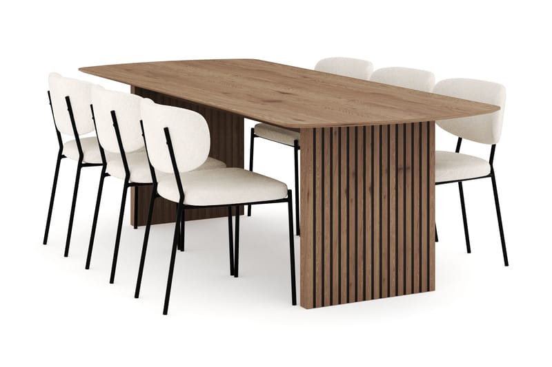 Richeto Spisegruppe 240 cm med 6 Gemmiano Spisestoler - Naturlig finish - Møbler - Bord - Spisegrupper