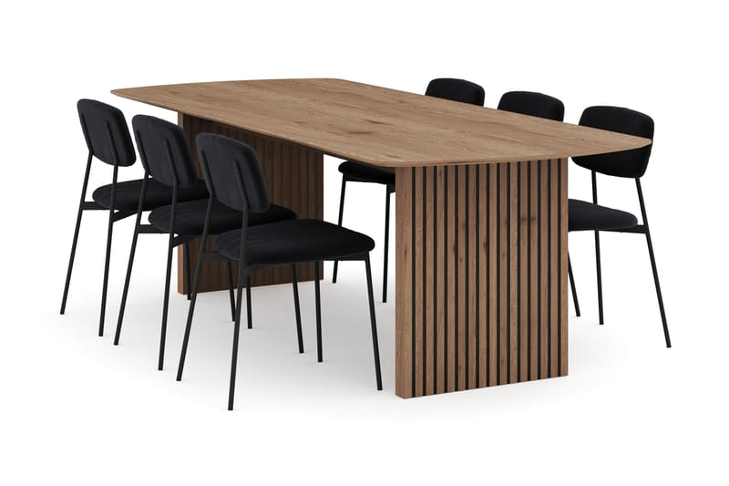 Richeto Spisegruppe Utendørs 240 cm med 6 Lowe Spisestoler - Naturlig finish - Møbler - Bord - Spisegrupper