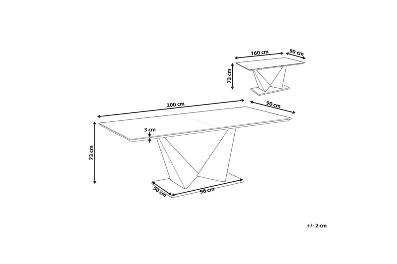 Salice Spisebord Uttrekkbart 160-200x90 cm - Svart/Grå - Møbler - Bord - Spisebord & kjøkkenbord