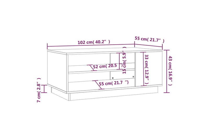 Salongbord betonggrå 102x55x43 cm sponplate - Grå - Møbler - Bord - Sofabord