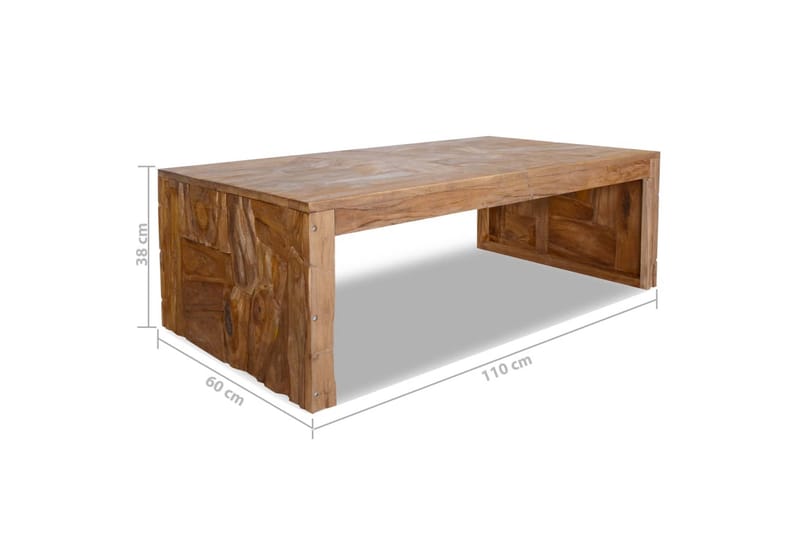 Salongbord heltre teak erosjon-design 110x60x38 cm - Brun - Møbler - Bord - Sofabord