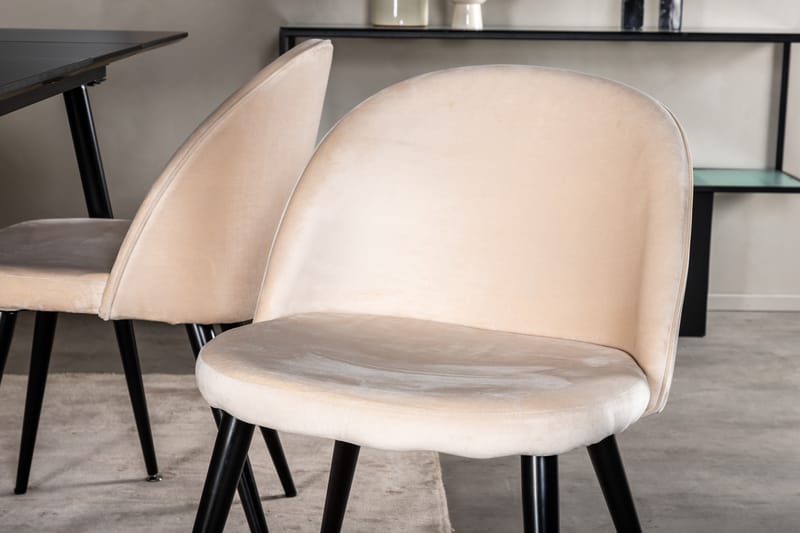 Silar Spisegruppe Forlengningsbar 120 cm Rektangulær med 4 Velvet Stoler - Beige - Møbler - Bord - Spisegrupper